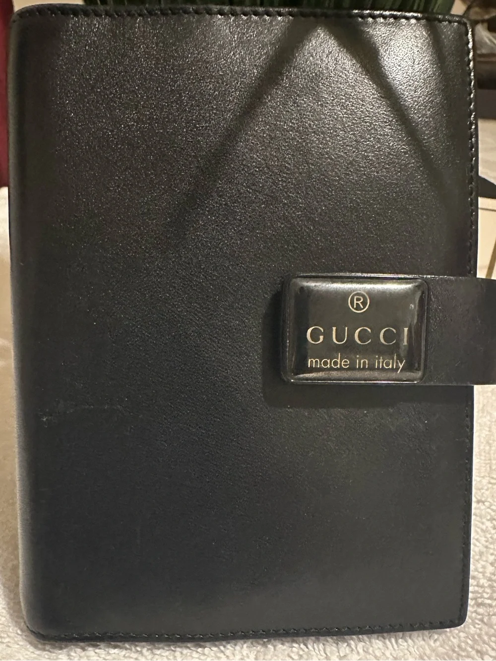 Authentic Gucci Black Leather Passport Holder Agenda Organizer